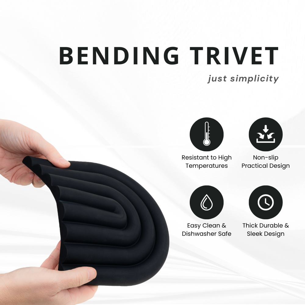 Silicone Bendable Trivet Set - Kitchen Decor - Heat-Resistant Countertop Protector (Monochrome Set, Arch)